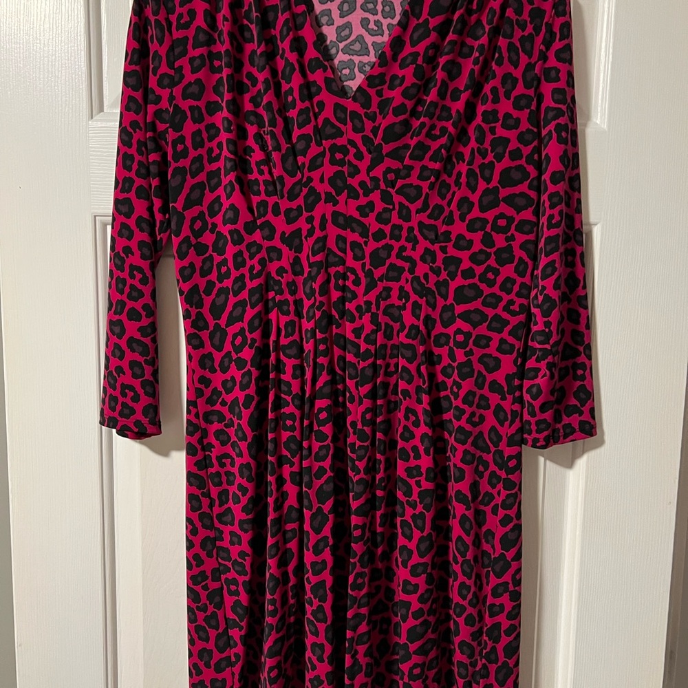 Pink and Black Leopard Print Dress